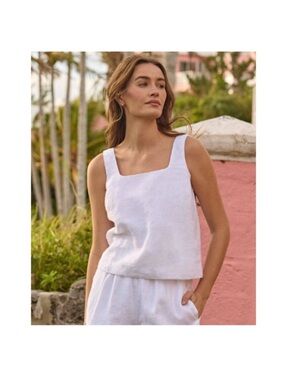 NWT Southern Tide Verity White Linen Sleeveless Top Beach Casual Spring